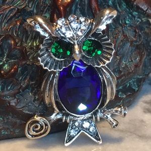 Gemstone Owl Brooch